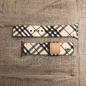 NEW Apple Watch Band Check Pattern/luxury leather and canvas/.